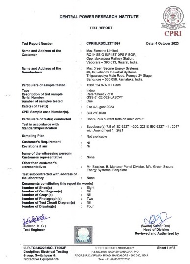 CPRI TEST REPORT - Certificate